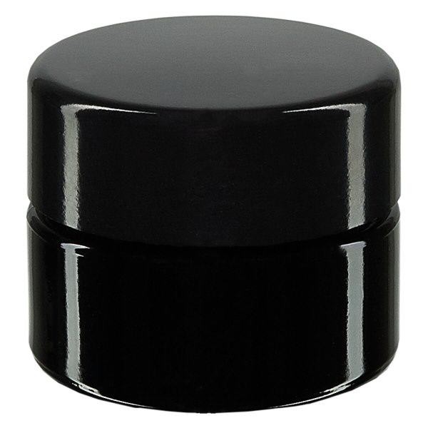 S&#322;oiczek kosmetyczny z fioletowego szk&#322;a 15 ml, z czarn&#261; pokrywk&#261;