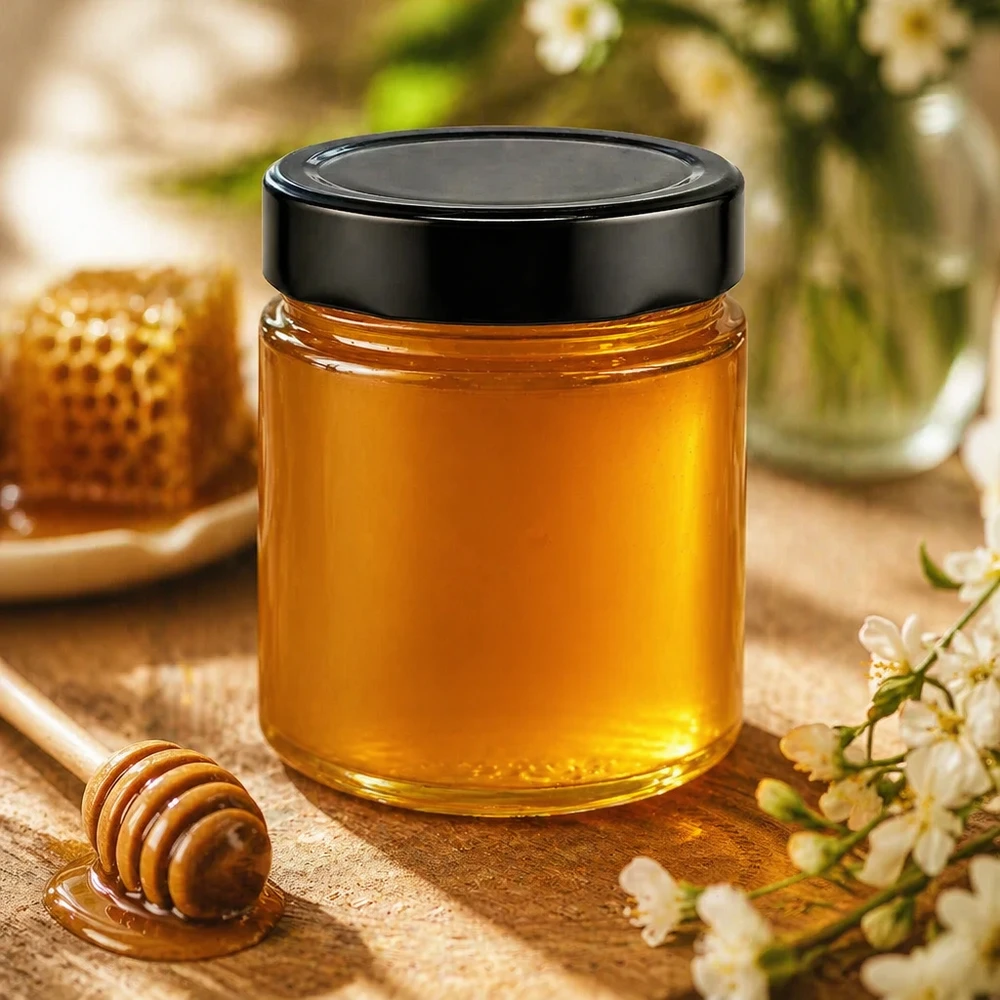 135 ml okrągły pojemnik szklany + pokrywka BasicSeal czarna głęboka UN..