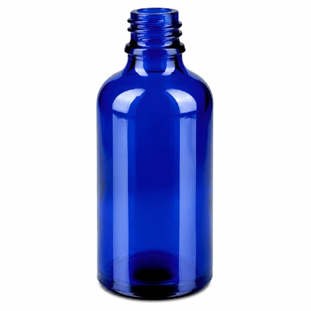 50 ml butelka ze spryskiwaczem żółta/przezroczysta STD BlueLine UT18/50 Niebieska szklana butelka o pojemności 50 ml z gwintem na głowicę rozpylającą - idealna do kosmetyków DIY i aromaterapii