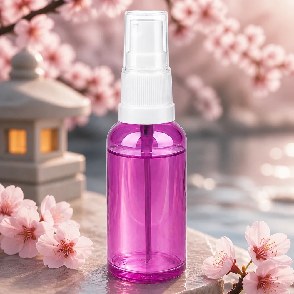 Butelka z rozpylaczem 50 ml biała/przezroczysta Standard PurpleLine UT18/50 Fioletowa butelka z rozpylaczem PurpleLine o pojemności 50 ml z białą pompką, idealna do rozpylaczy do pomieszczeń i zapachów.