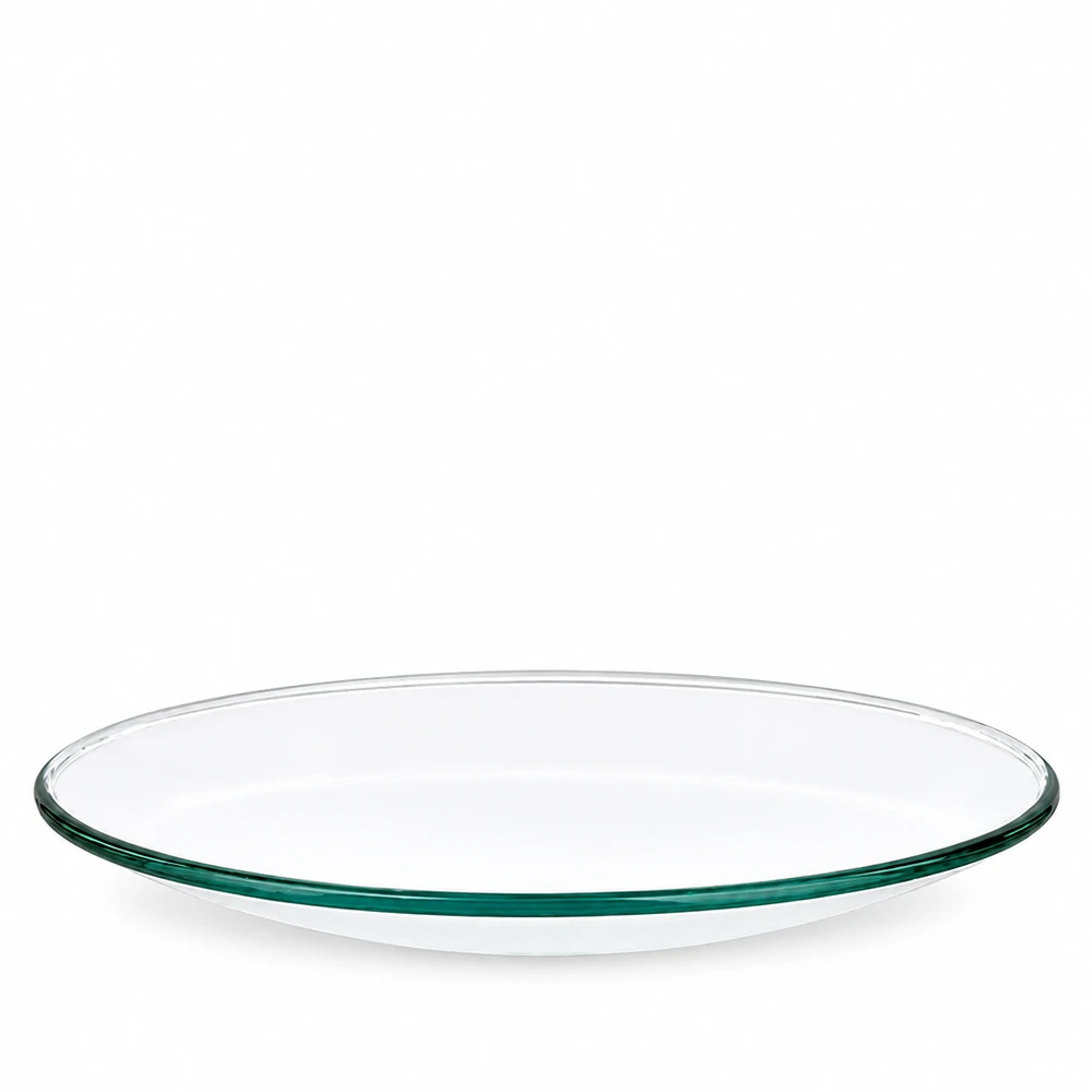 Szklana miska zegarka Ø 60 mm Kleine flache Uhrglasschale Ø 60 mm aus klarem Borosilikatglas grüner Rand