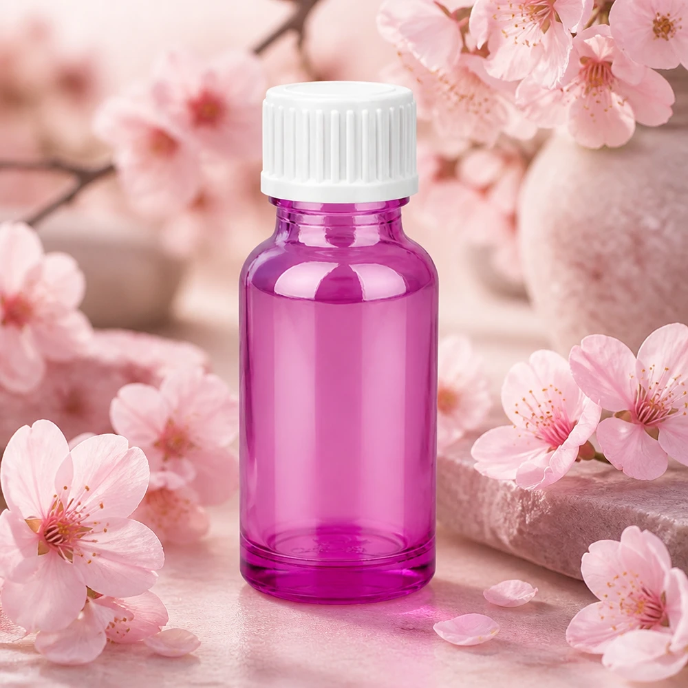 Butelka 20ml (kuleczka) 3mm pierścień nalewowy biały standardowy PurpleLine.UT18/20 Wysokiej jakości szklana butelka o pojemności 20 ml w kolorze jaskrawego fioletu z bezpieczną zakrętką do zastosowań laboratoryjnych