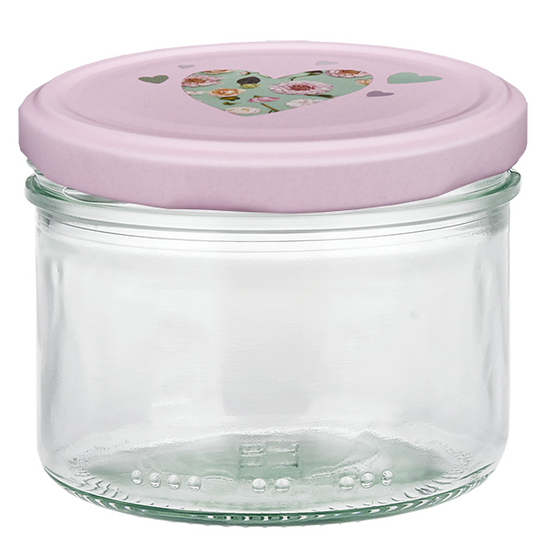 S&#322;oik cylindryczny 230 ml + pokrywka BasicSeal w kszta&#322;cie serca, r&#243;&#380;owa