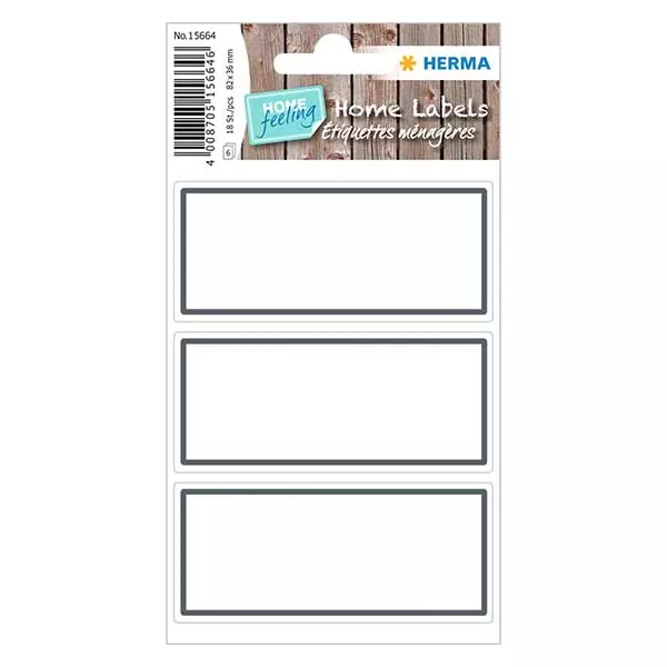Etykiety uniwersalne białe/szare (18 etykiet) 82x36mm | 6 arkuszy = 18 naklejek papierowych