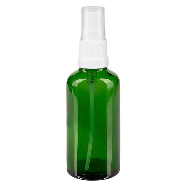 Butelka apteczna zielona 50ml spray top biały Butelka apteczna zielona 50ml spray top biały