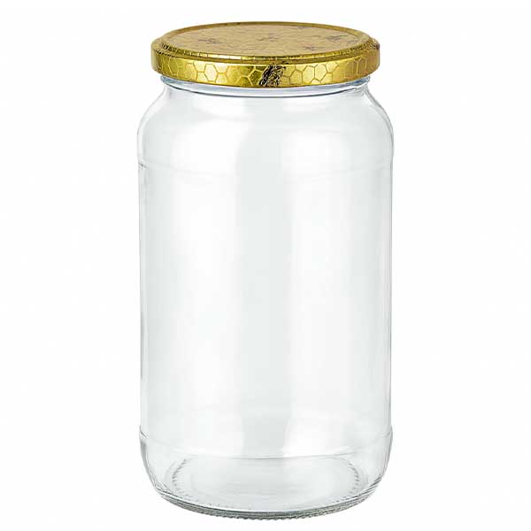 Słoik okrągły 1062 ml + pokrywka BasicSeal o strukturze plastra miodu UN..