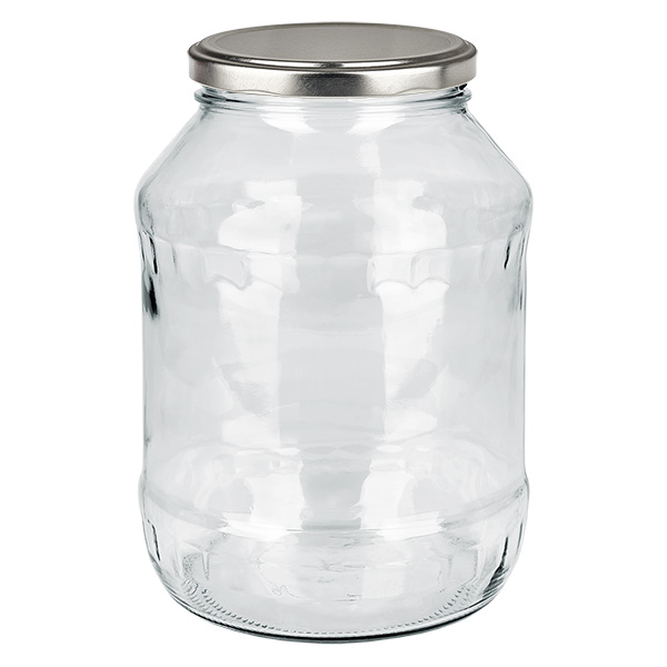 2650 ml okr&#261;g&#322;y s&#322;oik + pokrywka BasicSeal srebrna matowa UN..