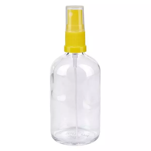Butelka apteczna przezroczysta 100ml spray żółta