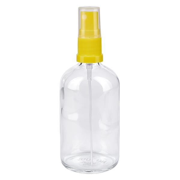 Butelka apteczna przezroczysta 100ml spray żółta Butelka apteczna przezroczysta 100ml spray żółta