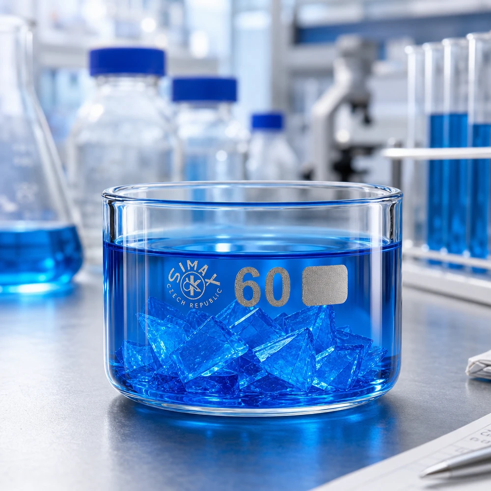 Płaska szklana miseczka o pojemności 60 ml, wykonana ze szkła borokrzemowego, do krystalizacji chemicznej w laboratorium, średnica 60 mm
