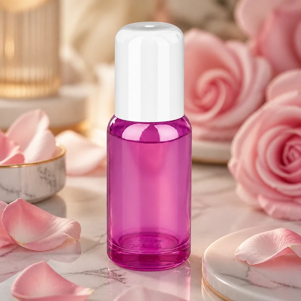 Butelka roll-on 20 ml z białą standardową zakrętką PurpleLine UT18/20 Butelka roll-on o pojemności 20 ml w stylowym fioletowym kolorze do zastosowań w aromaterapii