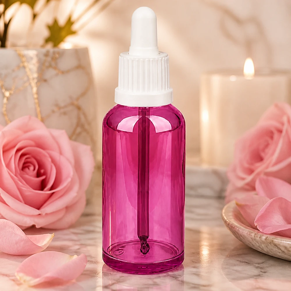 Butelka z pipetą Purple Line 50 ml z białym zakraplaczem do pielęgnacji urody i aromaterapii