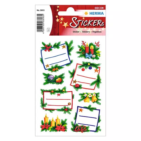 Naklejki "Aranżacja jodły" (16 naklejek z brokatem) | 2 arkusze = 16 naklejek papierowych Naklejki "Aranżacja jodły" (16 naklejek z brokatem) | 2 arkusze = 16 naklejek papierowych