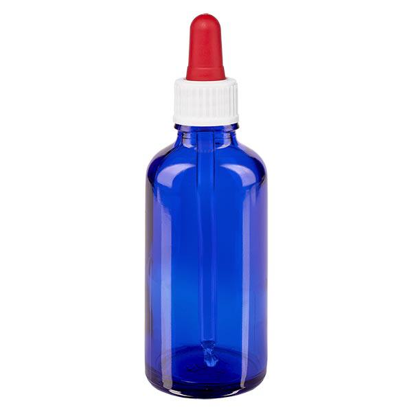 Butelka apteczna niebieska 50ml pipeta biała/czerwona szt. Butelka apteczna niebieska 50ml pipeta biała/czerwona szt.