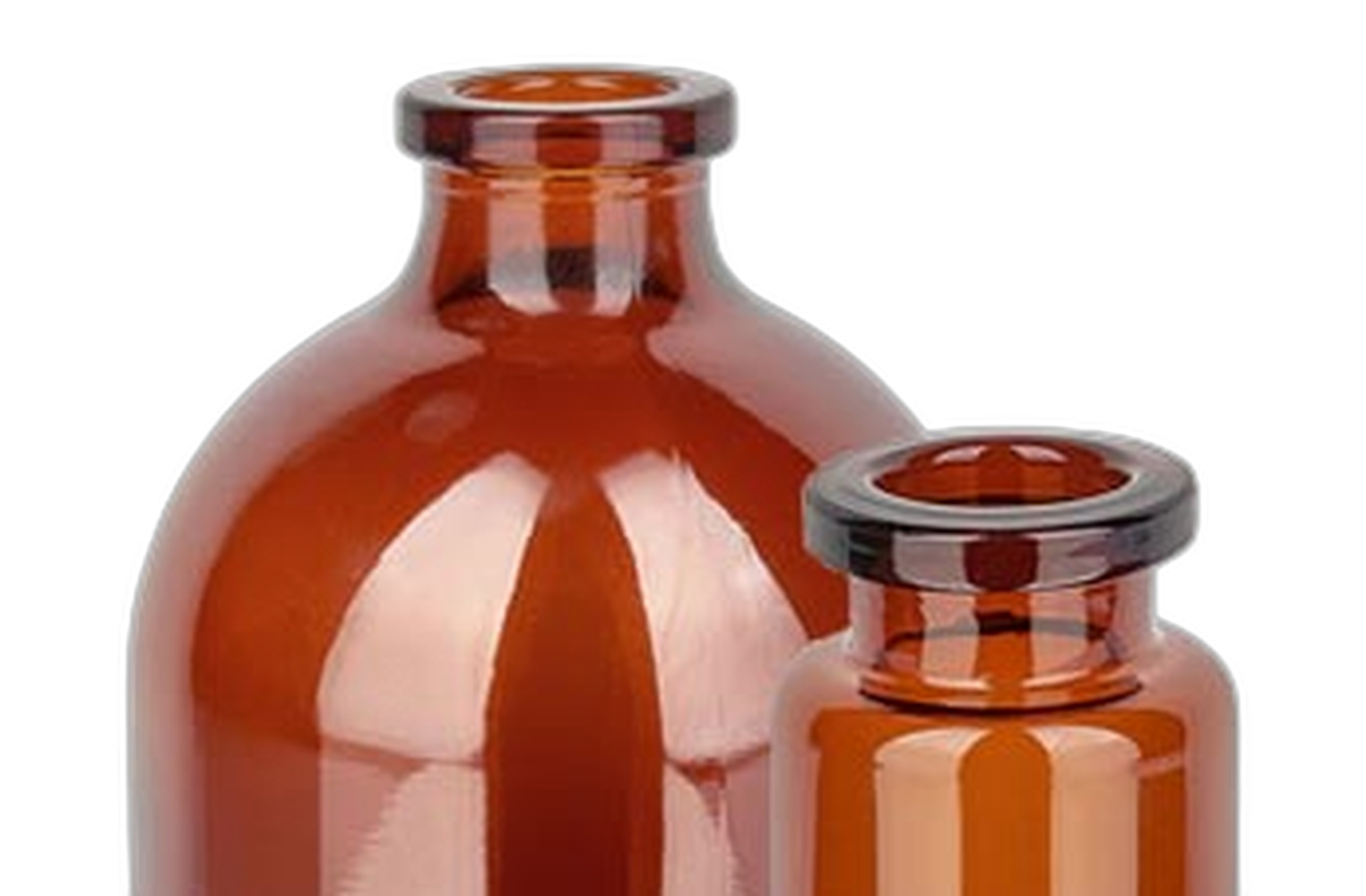 Fiolki do iniekcji z brązowego szkła o pojemności od 5 do 100 ml