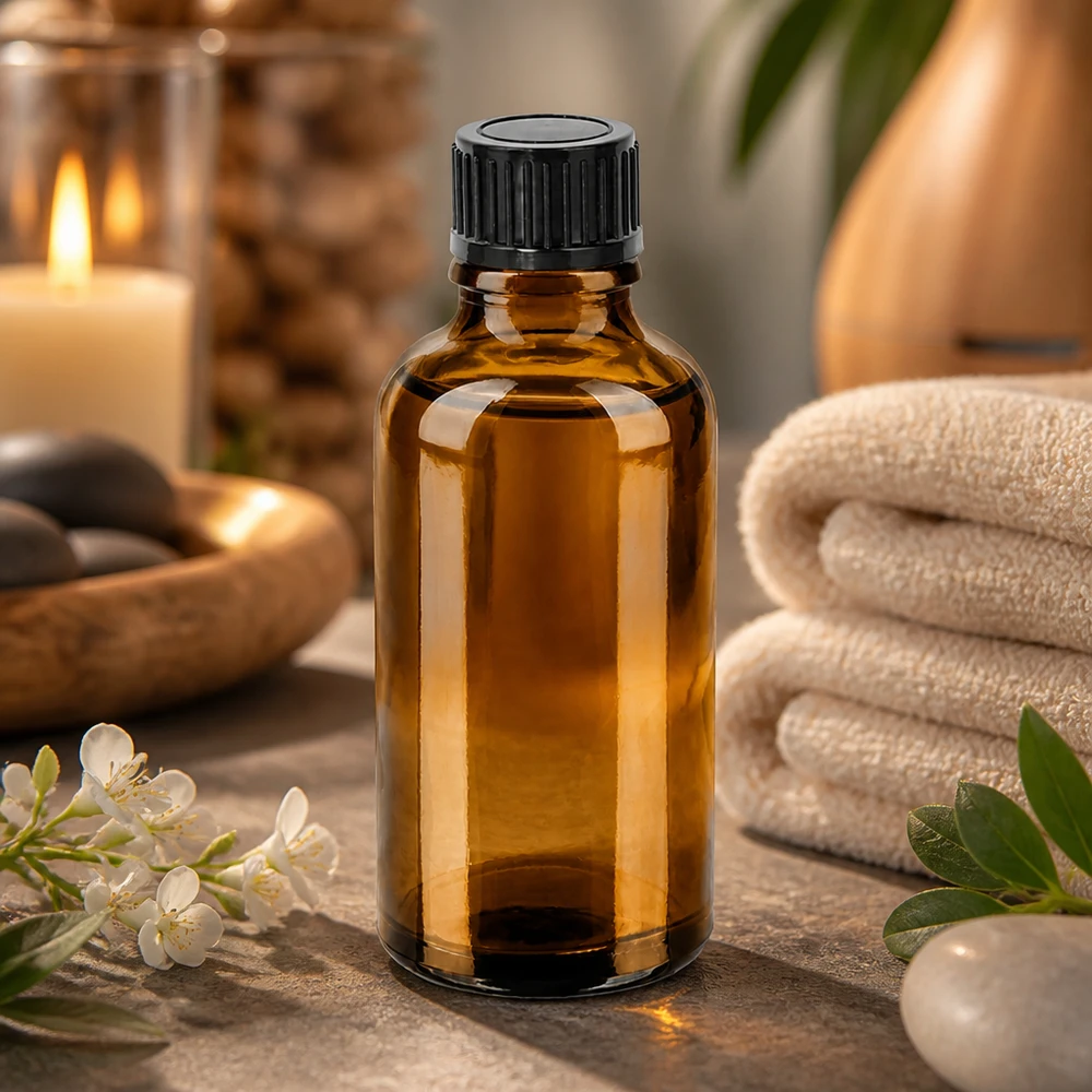 Szklana butelka 50 ml z gwintem 11 mm w kolorze bursztynowym do zastosowań profesjonalnych