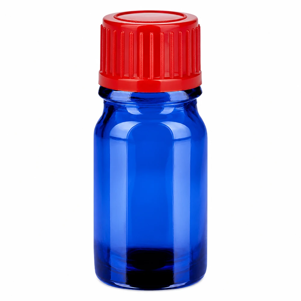 Butelka 5 ml 11 mm SV czerwona STD BlueLine UT18/5 5 ml niebieska szklana butelka z czerwoną zakrętką 11 mm SV do zastosowań laboratoryjnych