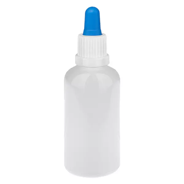 Butelka z pipetą 50 ml, biała/niebieska, zamknięcie zabezpieczające WhiteLine UT18/50 Butelka z pipetą 50 ml, biała/niebieska, zamknięcie zabezpieczające WhiteLine UT18/50