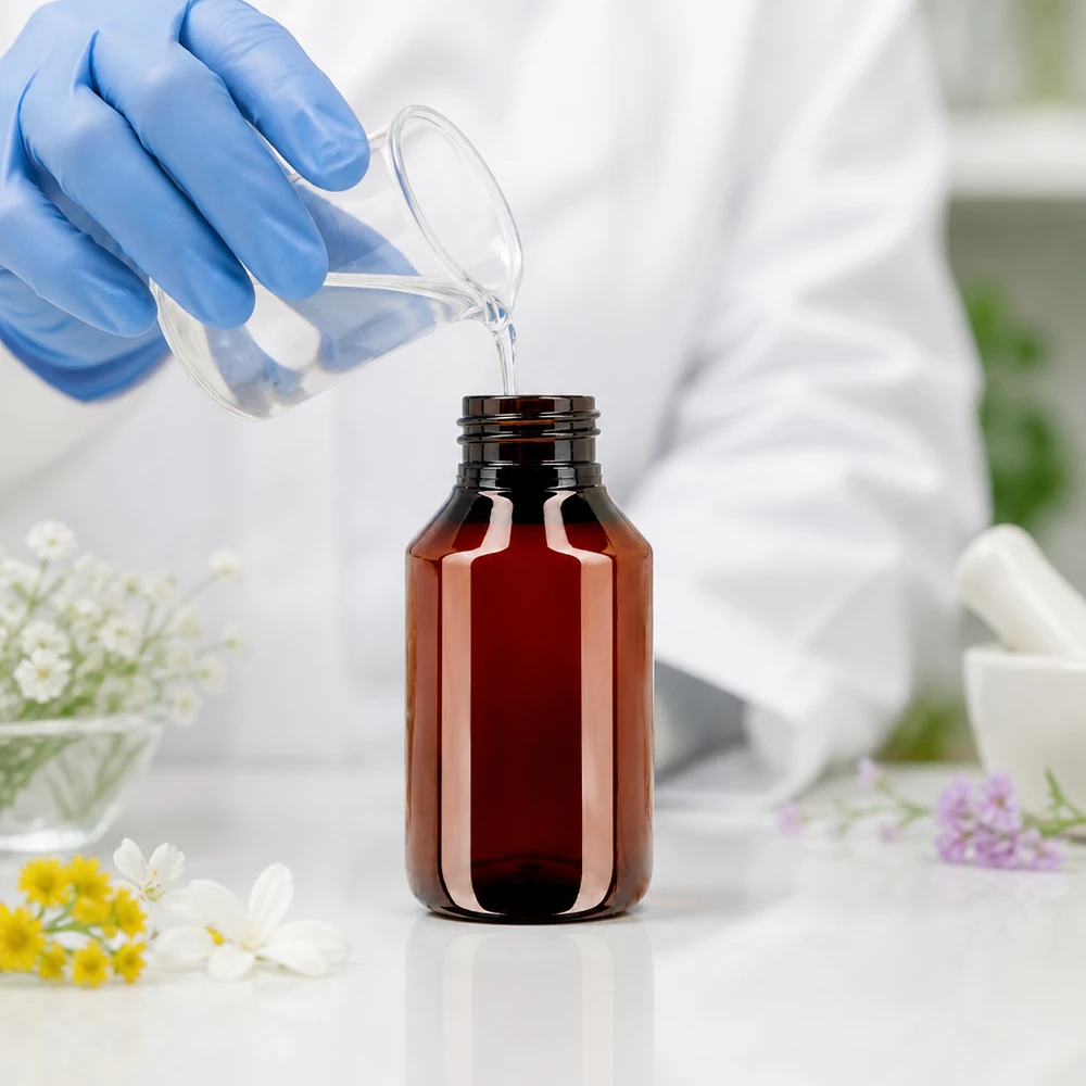 Butelka PET 50 ml z brązową nakrętką Standard Pharmazeutische Verpackung 50ml braune Flasche mit Standard Verschluss für Heilpflanzenextrakte