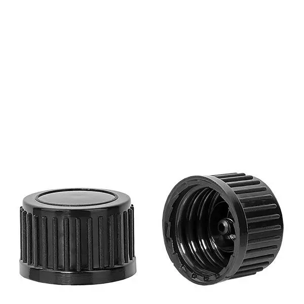 Czarna zakrętka (DIN18, UT18) w standardzie. Do butelek farmaceutycznych ApoGlas®, UNiTWIST® i Miron® 5-100 ml z gwintem 18 mm. Czarna zakrętka (DIN18, UT18) w standardzie. Do butelek farmaceutycznych ApoGlas®, UNiTWIST® i Miron® 5-100 ml z gwintem 18 mm.