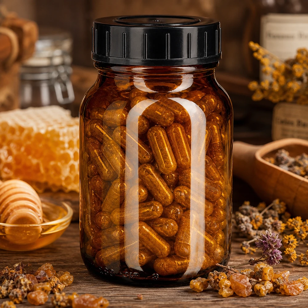 Butelka z szeroką szyjką o pojemności 250 ml z bursztynowego szkła z zakrętką Butelka z szeroką szyjką o pojemności 250 ml z bursztynowego szkła z zakrętką