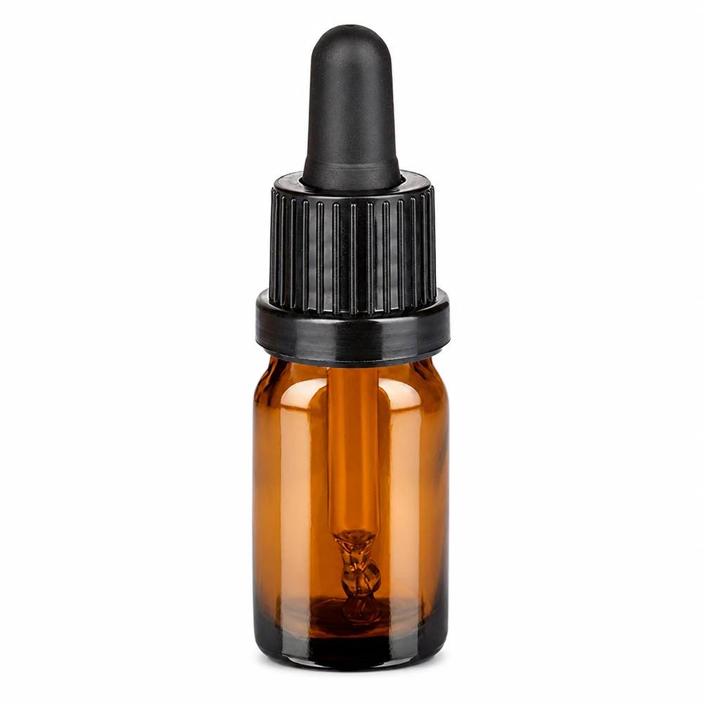 Butelka do leków płynnych 5 ml czarna OV BrownLine UT18/5 Butelka z pipetą 5 ml brązowa z czarną pipetą do precyzyjnego dozowania płynów