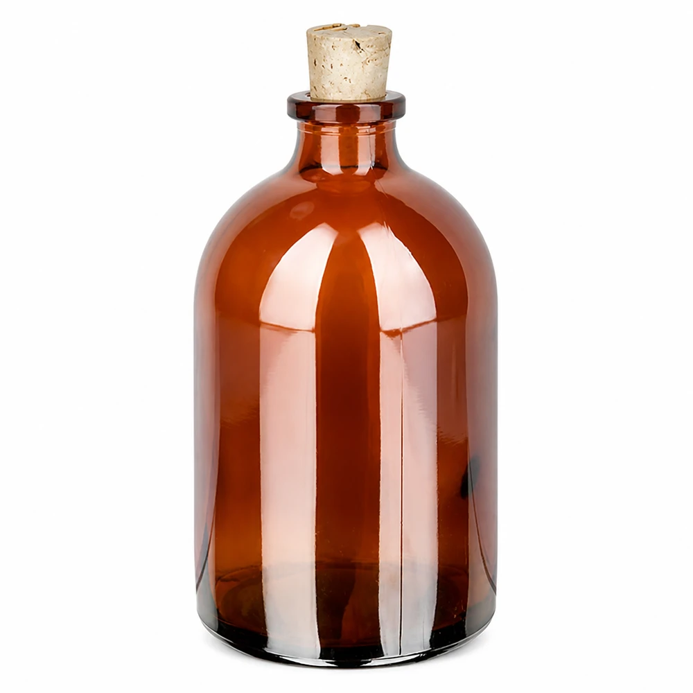 Butelka z bursztynowego szkła 100 ml z korkiem 11/14 mm Medizinflasche Braunglas 100ml mit engem Hals und Korkstopfen 11/14mm Laborqualität