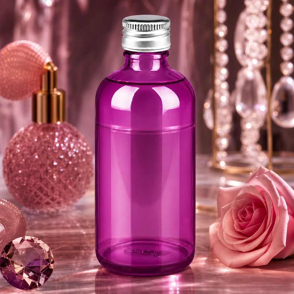 Elegancka fioletowa szklana butelka 100 ml ze standardowym gwintem 11 mm do profesjonalnego pakowania kosmetyków
