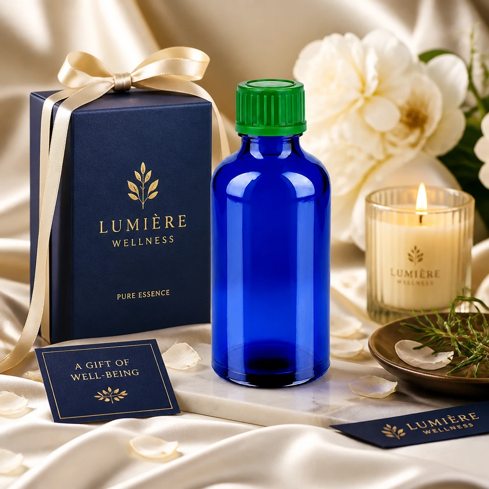 Butelka 50 ml 11 mm SV zielony STD BlueLine UT18/50 50 ml niebieska butelka aptekarska z zieloną zakrętką do bezpiecznego przechowywania esencji