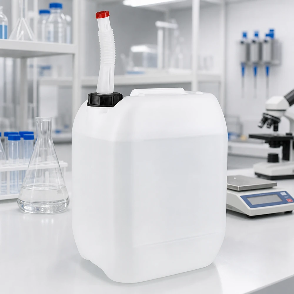 10-litrowy kanister z elastyczną rurą wylotową 10-litrowy kanister laboratoryjny z elastyczną rurką wylotową do profesjonalnego zastosowania w laboratorium