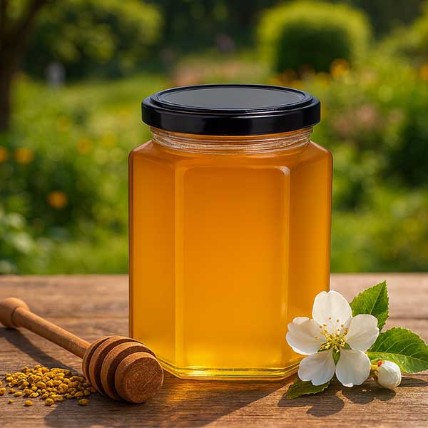 Słoik sześciokątny 196 ml z pokrywką BasicSeal czarna UN..