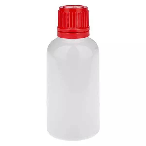 Butelka 30 ml z czerwonym zakrętką 11 mm, zakrętka zabezpieczająca przed otwarciem WhiteLine UT18/30