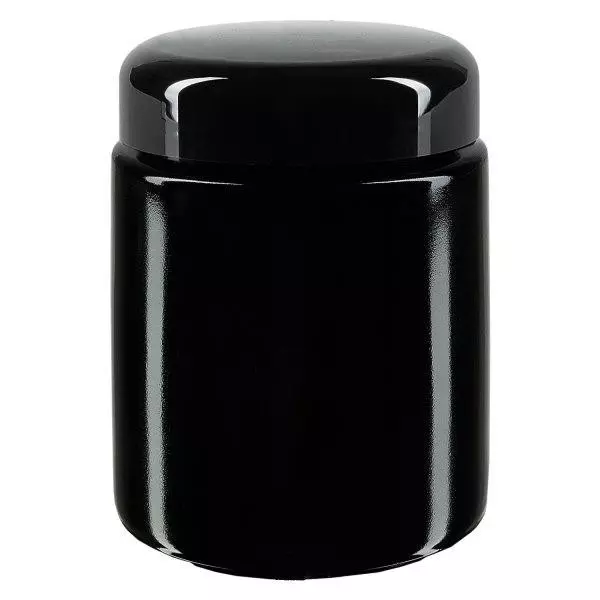 Słoik z szeroką szyjką + fioletowe szkło 250 ml, z czarną pokrywką