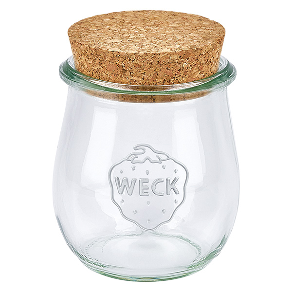 Słoik tulipan 220ml WECK RR60 z korkiem naturalny