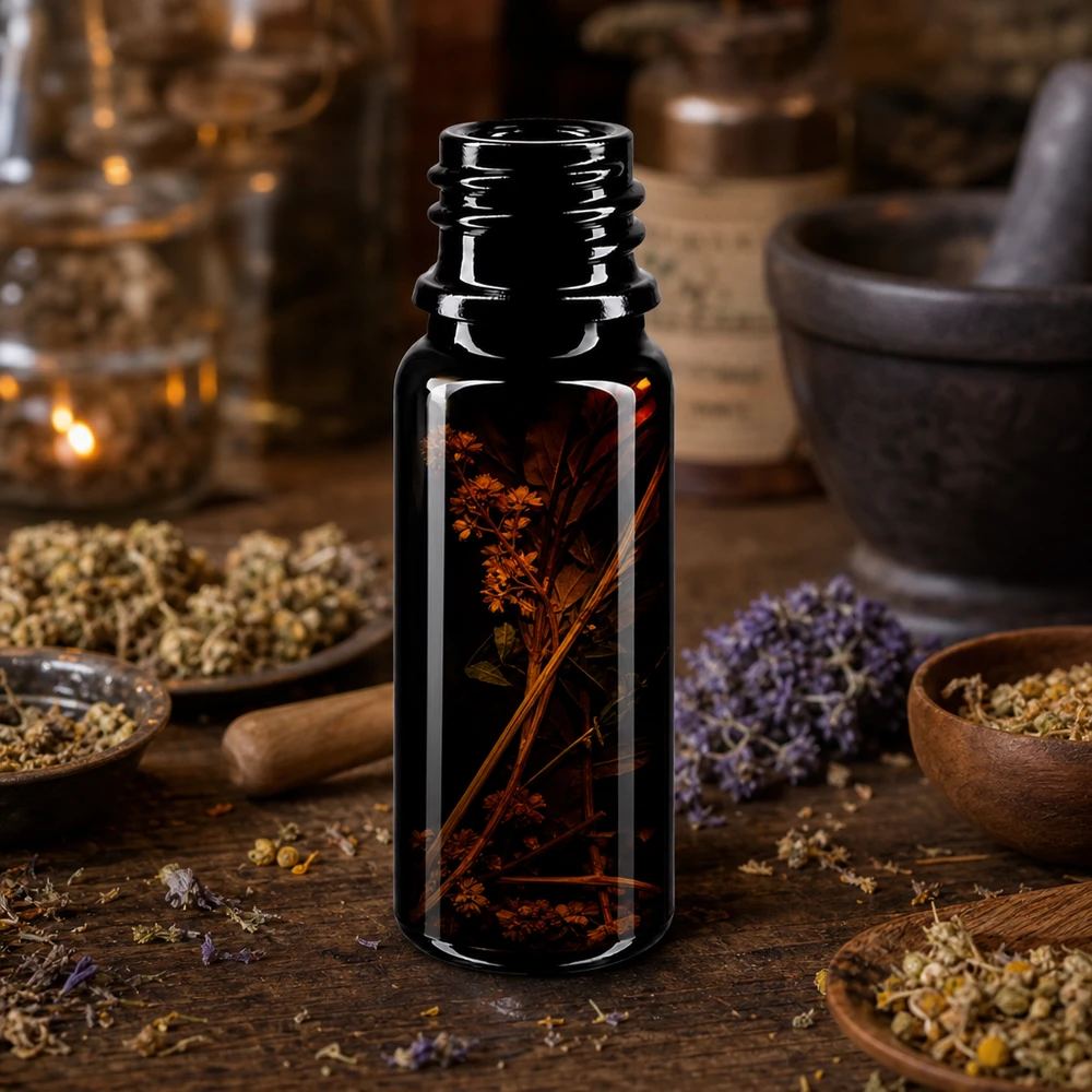 Butelka z fioletowego szkła 10ml DIN 18 (Mironglas) Elegancka butelka Mironglass 10ml DIN 18 w kolorze ciemnofioletowym do profesjonalnej aromaterapii