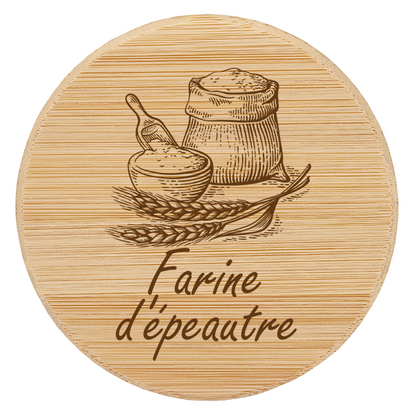 Drewniana pokrywka „farine d'épeautre” do WECK RR100 Drewniana pokrywka „farine d'épeautre” do WECK RR100