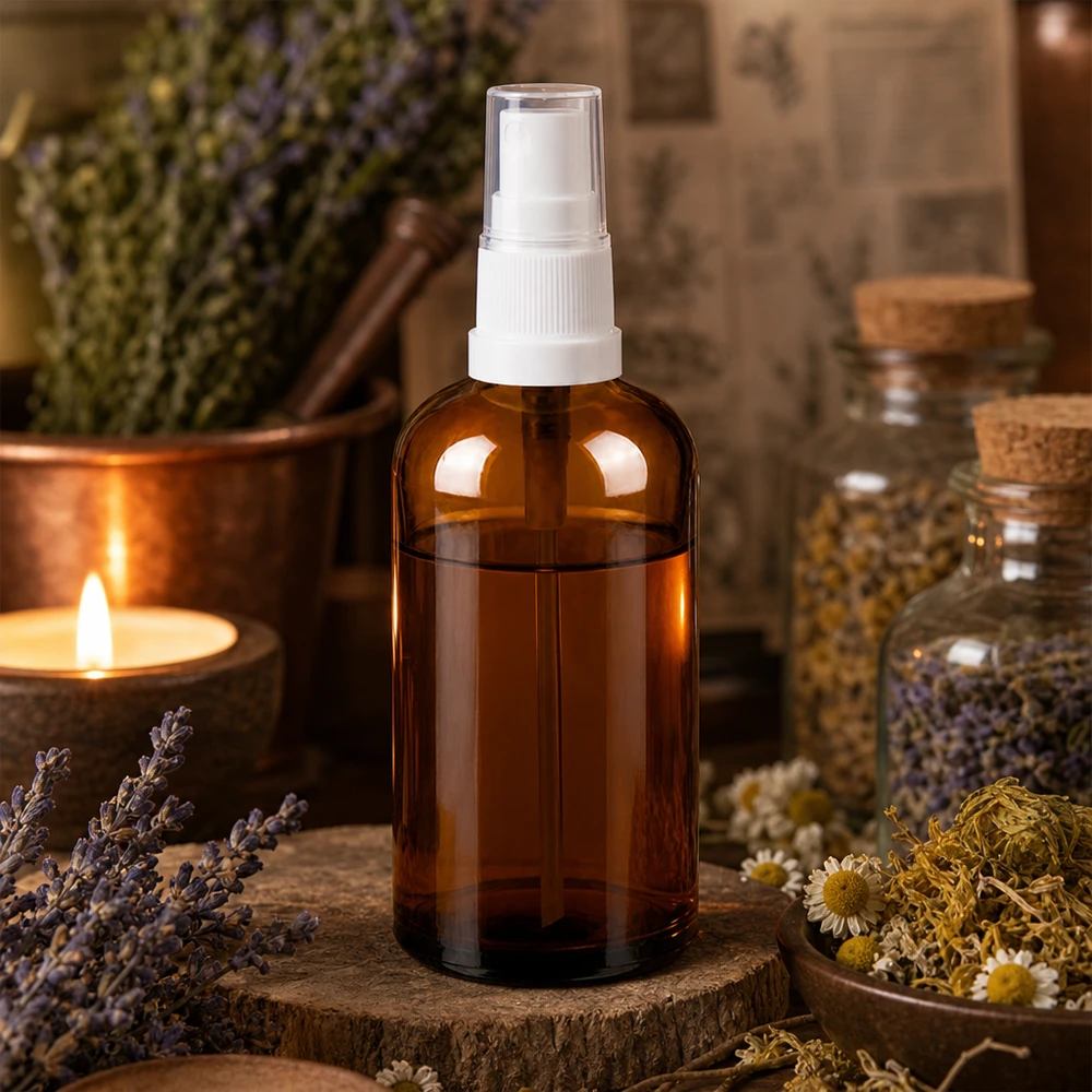100 ml butelka z atomizerem biała/przezroczysta STD BrownLine UT18/100 Butelka z rozpylaczem o pojemności 100 ml wykonana z bursztynowego szkła chroniącego przed promieniowaniem UV z precyzyjnym systemem rozpylającym do kosmetyków DIY