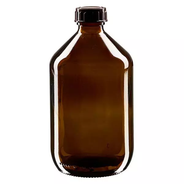 Butelka na lek 500 ml brązowa, z zakrętką brązową ApoGlas. Farmaceutyczna jakość produkcji UE. Gwint 28 mm (PP28). (syrop, butelka z lekkiego szkła) Butelka na lek 500 ml brązowa, z zakrętką brązową ApoGlas. Farmaceutyczna jakość produkcji UE. Gwint 28 mm (PP28). (syrop, butelka z lekkiego szkła)