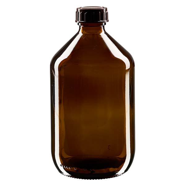 Butelka na lek 500 ml brązowa, z zakrętką brązową ApoGlas. Farmaceutyczna jakość produkcji UE. Gwint 28 mm (PP28). (syrop, butelka z lekkiego szkła) Butelka na lek 500 ml brązowa, z zakrętką brązową ApoGlas. Farmaceutyczna jakość produkcji UE. Gwint 28 mm (PP28). (syrop, butelka z lekkiego szkła)