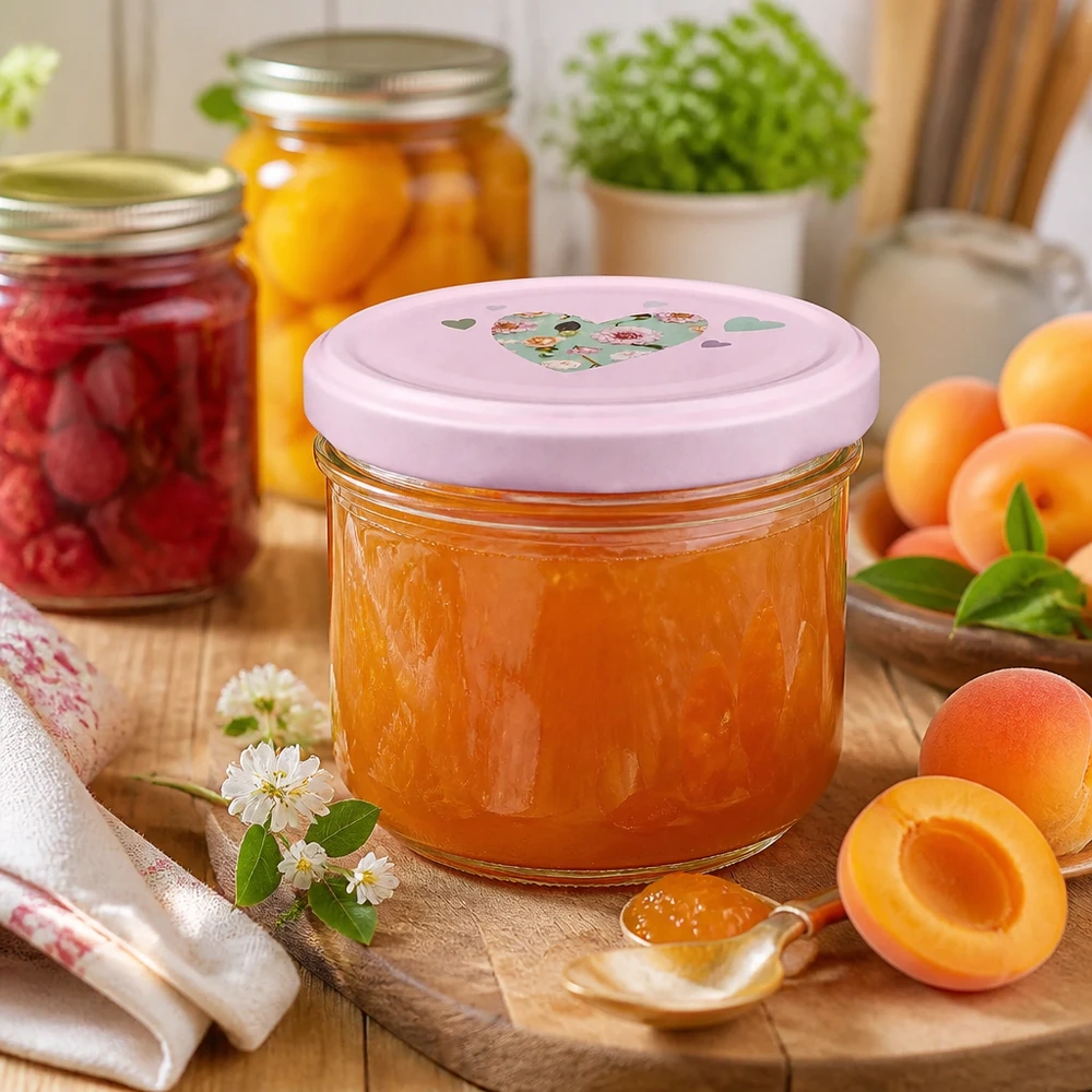 Słoik z pokrywką 260 ml + pokrywka BasicSeal serce różowy UN..