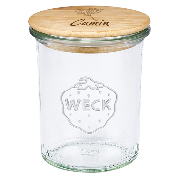 Drewniana pokrywka „Cumin” z szklanym wkładem WECK 160 ml Drewniana pokrywka „Cumin” z szklanym wkładem WECK 160 ml