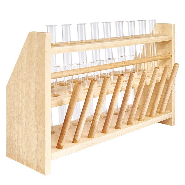 Zestaw prob&#243;wek drewniany z 18 prob&#243;wkami borokrzemowymi 100x12