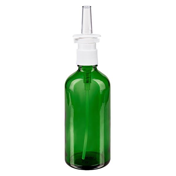 Butelka apteczna zielona 100ml atomizer do nosa biały St Butelka apteczna zielona 100ml atomizer do nosa biały St