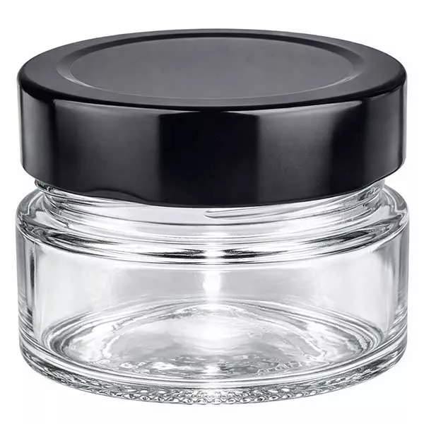 Okrągły słoik 80 ml z czarną pokrywką BasicSeal UNiTWIST przezroczysty pusty słoik kosmetyczny