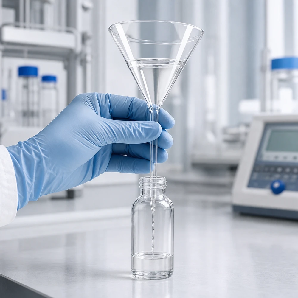 Precyzyjny lejek laboratoryjny wykonany z wysokiej jakości szkła borokrzemowego z otworem 85 mm do zastosowań profesjonalnych
