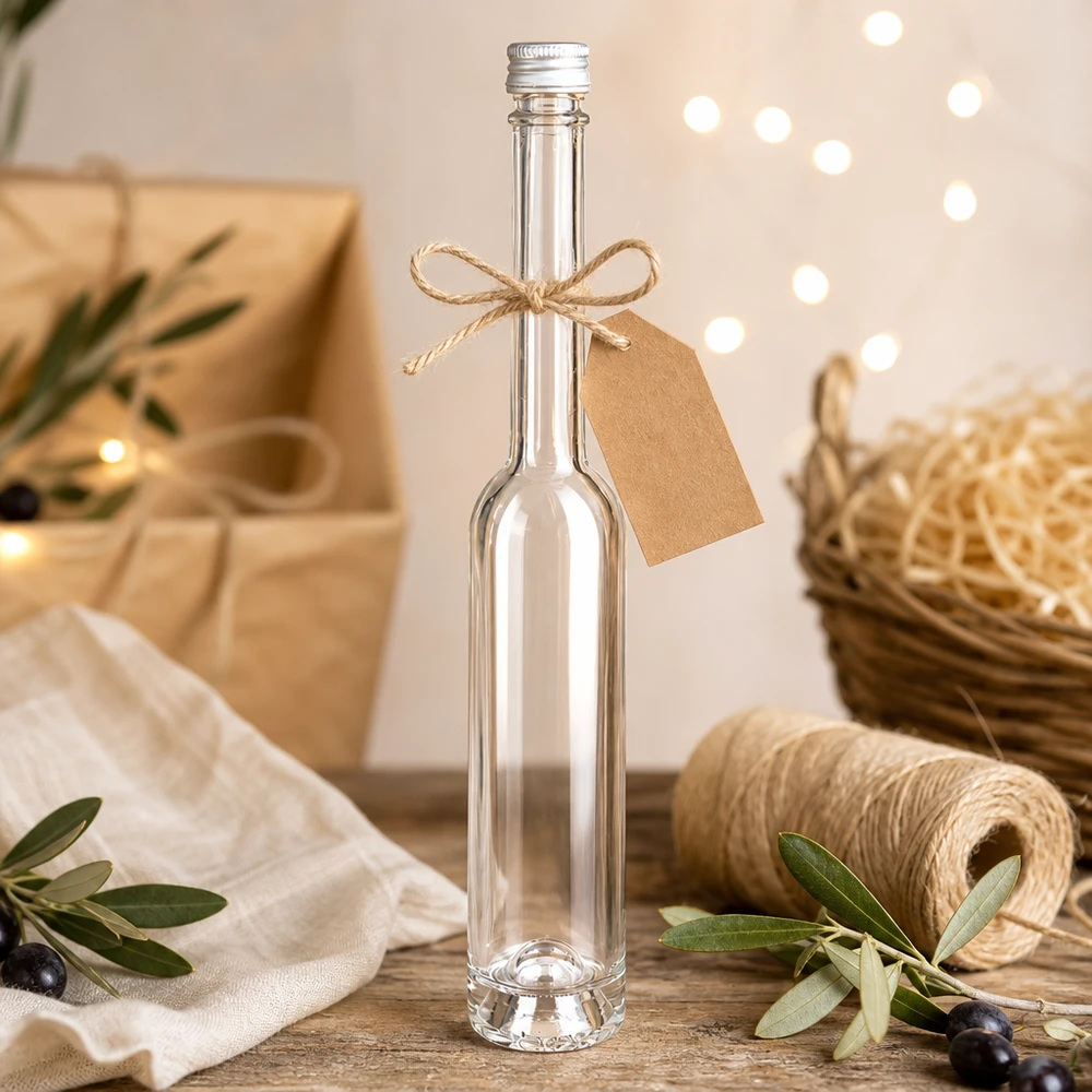 Szklana butelka Toni o pojemności 100 ml ze srebrną nakrętką - idealna na prezenty i domowe nalewki