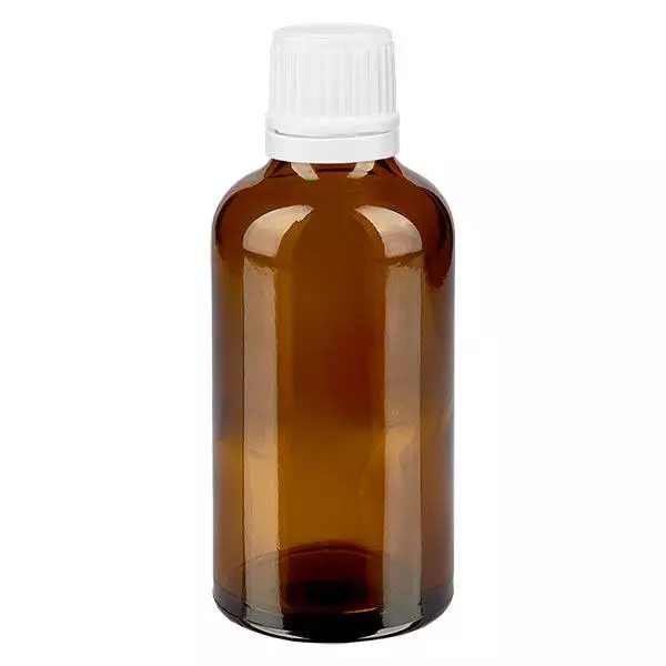Butelka apteczna brązowa 50ml drip v. 1,2 mm biały OV