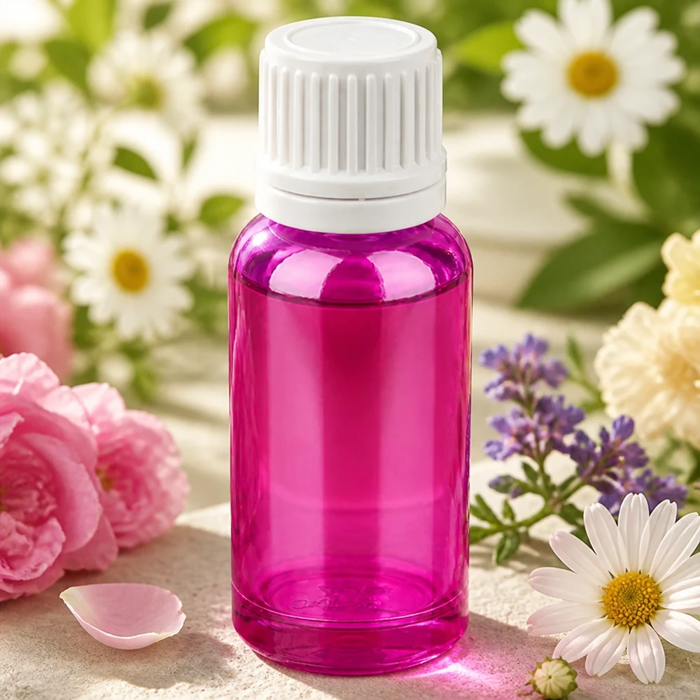 Butelka z zakraplaczem 20 ml 0,7 mm biała Oryginalne zamknięcie z zakrętką PurpleLine UT18/20 Fioletowa butelka z zakraplaczem 20 ml z białą zakrętką UT18/20 do płynnych produktów kosmetycznych