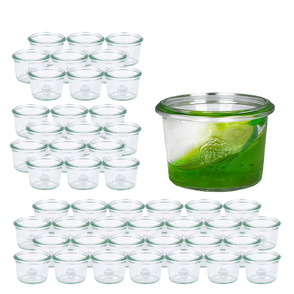 Zestaw 48 słoików Weck 80 ml słoiki z pokrywką Zestaw 48 słoików Weck 80 ml słoiki z pokrywką