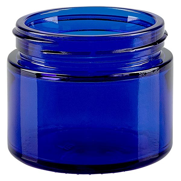 Szklany słoik 50 ml w kolorze błękitu królewskiego bez pokrywki, gwint 52 mm ApoGlas. Farmaceutyczna jakość produkcji UE. Bezpieczny dla żywności. Z ochroną UV. Szklany słoik 50 ml w kolorze błękitu królewskiego bez pokrywki, gwint 52 mm ApoGlas. Farmaceutyczna jakość produkcji UE. Bezpieczny dla żywności. Z ochroną UV.